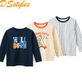 DSstyles 3 Pcs Toddler Boys Cotton T-shirt Cartoon Pattern Tees Long Sleeve Round Neck Shirt Spring Fall Tops. 