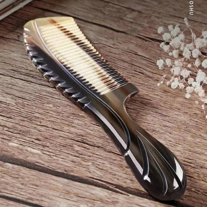 Handmade%20Natural%20Ox%20Horn%20Comb%20Anti%20Static%20Buffalo%20Combs%20Handle%20Professional%20Detangling%20Massage%20Fine%20Tooth%20Comb%20-%20Image%204