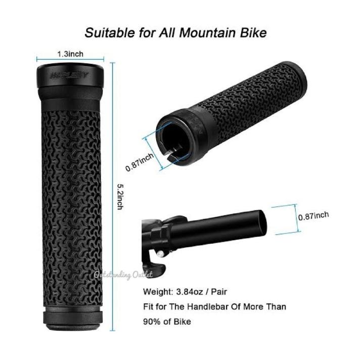 Premium Bike Handlebar Grips, Single Lock-on Bike Grips, Professional Mountain Bicycle Handlebar Locking Grips with Anti-Slip, 2PCS Screw