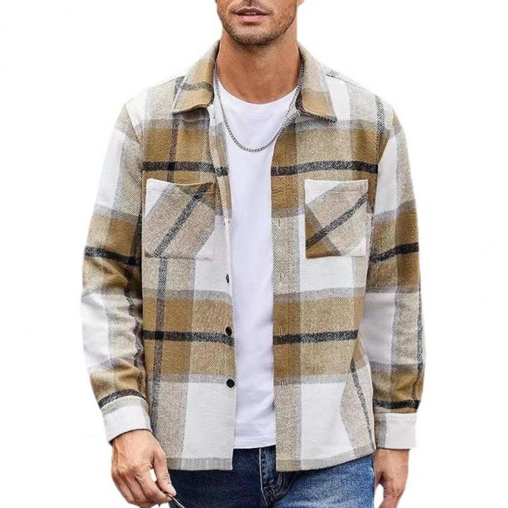 Men%20Vintage%20Shirt%20Jacket%20Men's%20Plaid%20Print%20Shirt%20Coat%20Casual%20Button%20Down%20Jacket%20with%20Long%20Sleeve%20Fleece%20Shacket%20for%20Autumn%20-%20Image%204