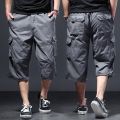 Trousers Capri-pants Summer Fashion Men's Casual Long Length Cargo Shorts Multicket Cotton Hot Breeches Capri Pants. 