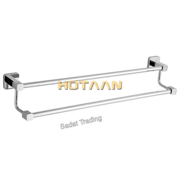 Chrome Finish Stainless Steel Bathroom Fixture Double Towel Rail/ Towel Rack Holder