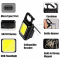 COB Rechargeable Keychain Light Multifunction Mini LED Flashlight Portable USB Rechargeable Work Light With Magnet Bottle Opener And Carabiner Clip.