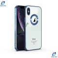 For Apple iPhone XS Max Transparent Electroplated Logo View Back Super Soft TPU CD Case Phone Back Cover. 