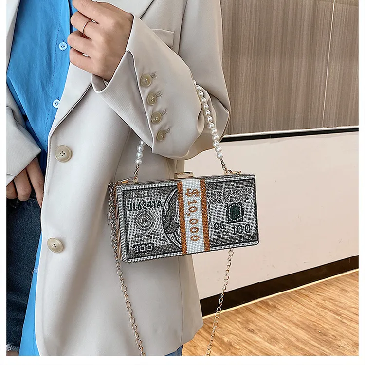 Cross-border rhinestone shoulder diamond dollar shoulder bag 2020