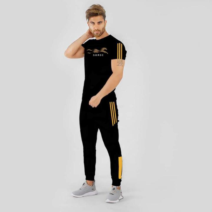 Black Cotton Combo T-Shirt & trouser Pant For Man-Black T-shirt and Pant for men