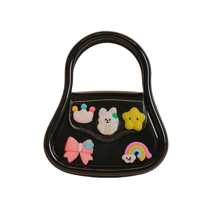 Cute%20Kids%20Handbag%20for%20Girls%20%E2%80%93%20Black%20Cartoon%20Charm%20Purse%20with%20Rainbow,%20Bow%20&%20Bear%20Accessories%20%E2%80%93%20Stylish%20Mini%20Shoulder%20Bag%20-%20Image%202