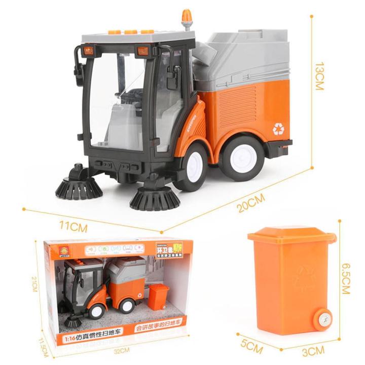 Children ulation Road Sweeper Toy Garbage Truck Sanitation Processing Street Car Model Light Music Back Birthday Toy Car Gift