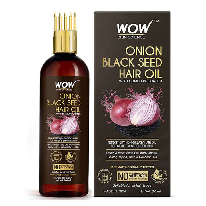 Wow Skin Science Onion Black Seed Hair Oil 200ml With Comb