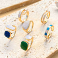 6Pcs Gold Enamel Boho Knuckle Joint Ring Set French Vintage Irregular Green Drip Oil Stacked Ring Set Trendy Layered Full Finger Jewelry Gift. 