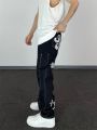 Y2k Men’s Jeans Fashion Hip Hop Letters Graphic Wide Leg Straight Baggy Jeans Retro Simple Black Trousers Streetwear. 