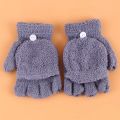 Student Dual-use Boys Girls Warm Winter Coral Velvet Gloves Convertible Flip Top Half Finger Gloves Knitting Mittens Killer Bzzo. 