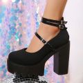 Women's Classic High Heels New Thick Heel Thick Sole High Heels Women's Sandals Fashion Buckle Ankle Strap Women's Casual Shoes.