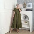 Ladies Cotton Soft Maxi Dress – Comfortable Buttoned Style for Women.