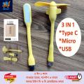 2in1 Travel Portable Micro USB Mini OTG High speed Fan Yellow Color. 