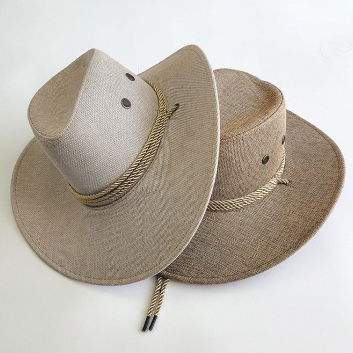 %E3%80%90Support-Cod%E3%80%91%202023%20New%20Linen%20Men%20Summer%20Sun%20Hats%20Solid%20Cool%20Western%20Cowboy%20Hat%20Outdoor%20Wide%20Brim%20Hat%20Male%20Riding%20Caps%20for%20Sun%20Protection%20-%20Image%203