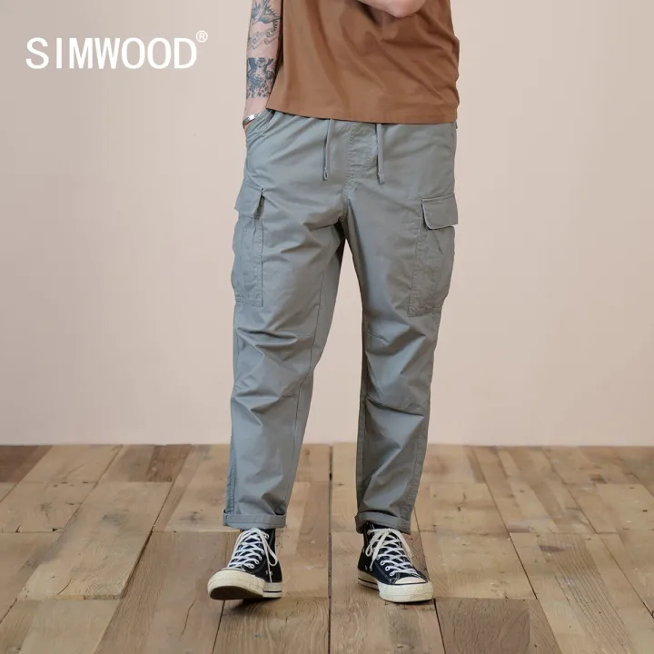 SIMWOOD%20Summer%20New%20Loose%20Ankle-length%20Cargo%20Pants%20Men%20Tactical%20Joggers%20%20Multi-pocket%20Trousers%20100%25%20Cotton%20Pants%20-%20Image%204