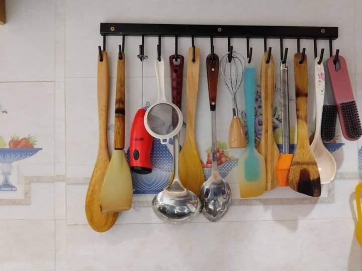 Wall Mounted Kitchen Utensils Storage Rack High Quality 14 hooks