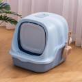 Enclosed Cat Litter Box Covered Hooded Front Entry Fully Enclosed Litter Pan Blue. 