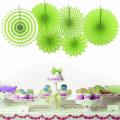 Decor Nation Hanging Paper Fans Party Set, Round Pattern Paper Garlands Decoration for Birthday Baby Boy Shower , Set of 6 (Green). 