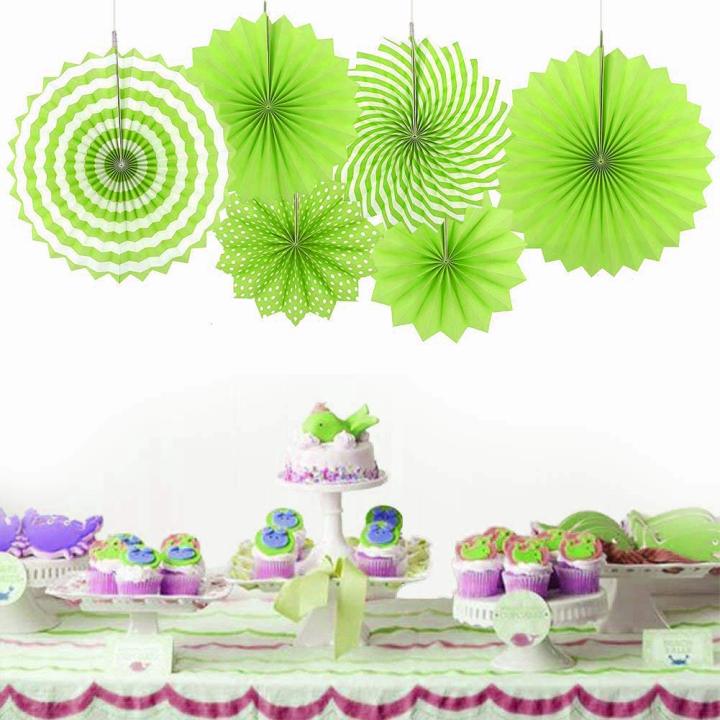 Decor%20Nation%20Hanging%20Paper%20Fans%20Party%20Set,%20Round%20Pattern%20Paper%20Garlands%20Decoration%20for%20Birthday%20Baby%20Boy%20Shower%20,%20Set%20of%206%20(Green)%20-%20Image%202