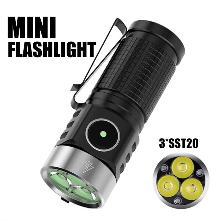 Powerful Mini EDC LED Flashlight USB-C Rechargeable Keychain Work Light Strong Magnet Waterproof Torch Outdoor Camping Lantern