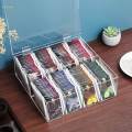 Transparent Storage Bin Box 8 Compartments Sugar Packets Coffee Packets Hinge Lid Tea Bag Organizer for Kitchen Cabinets Pantry Countertops.