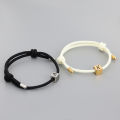 26 Letters Stainless Steel Square Beads Adjust Rope Copule Bracelet Personalized Best Friends Gift.