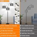 Floor Lamp -3 Curved Floor Lamps for Living Room, 1000LM Black Lampshade and Modern High Standing Lamp with Heavy Base. 
