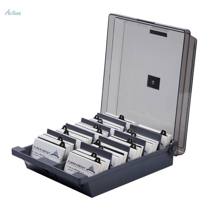 Business Card Holder File Card Storage Box Name Card Organizer and 8 Divider