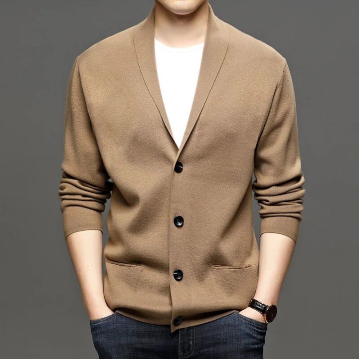Korean Cardigan Men's Sweater Knit Top Male Clothes Black Long Sleeve V-Neck Wweater Oversize Sweater Jacket Men's Coat S-3XL