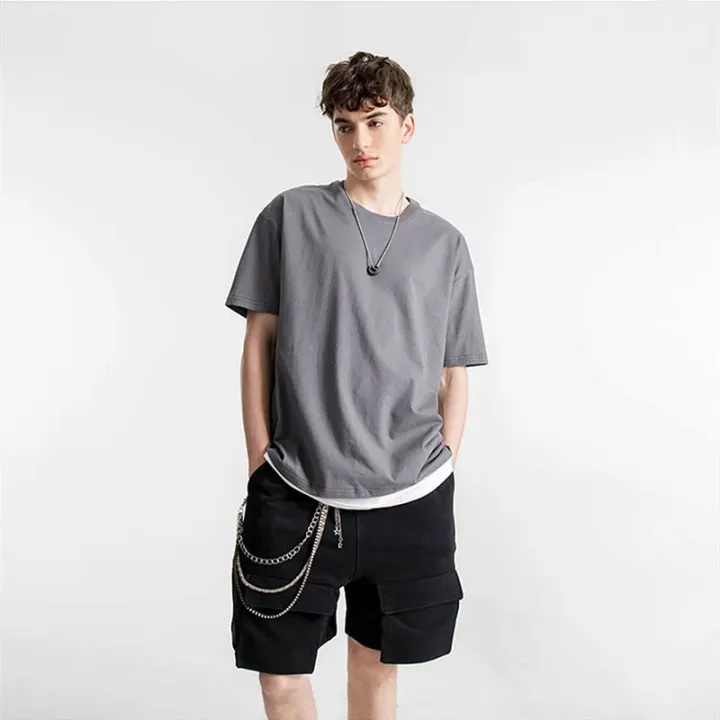 2023 Brand New Men Oversize T shirts 260 gsm Heavy Pure Cotton High Street Mens T-shirt Casual Drop-Shoulder Man T-Shirt Hip Hop Dislikelike