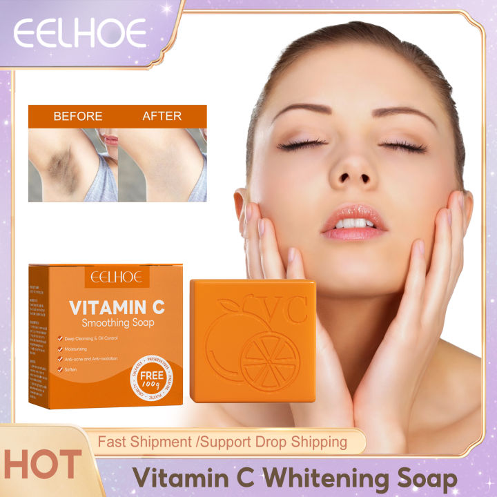 Vitamin C Whitening Soap Deep Cleansing Dark Spot Remover Body Fade Melanin Moisturizing Brighten Lightening Bleaching Soap 100g