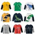 Baby Boys Dinosaur Long Sleeve T Shirts Autumn Winter Cotton Car Boys Tops Kids Cartoon T Shirt for Boys Girl Clothes 2-8 Years. 