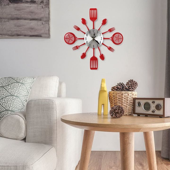 16%20Inch%20Large%20Kitchen%20Wall%20Clocks%20with%20Spoons%20and%20Forks(Red)%20-%20Image%202