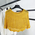 Knitted pullover shawl with hollow decorations, breathable, elegant, versatile shoulder pads, cervical spine protection, sun protection shawl with skirt. 