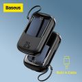 Baseus Power Bank 22.5w 20000mAh PD Type C Fast Charging Powerbank Built in Cables Portable Charger External Battery Pack For Phone. 