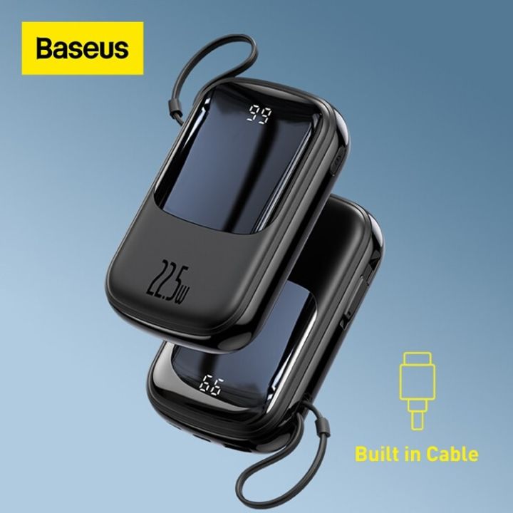 Baseus Power Bank 22.5w 20000mAh PD Type C Fast Charging Powerbank Built in Cables Portable Charger External Battery Pack For Phone