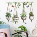 GC 2pcs Succulent Plants Wall Stickers, Removable Potted Plant Wall Decals Peel And Stick, Floral Leaf Decor Art DIY Sticker Wallpaper Supplies For Living Room. 