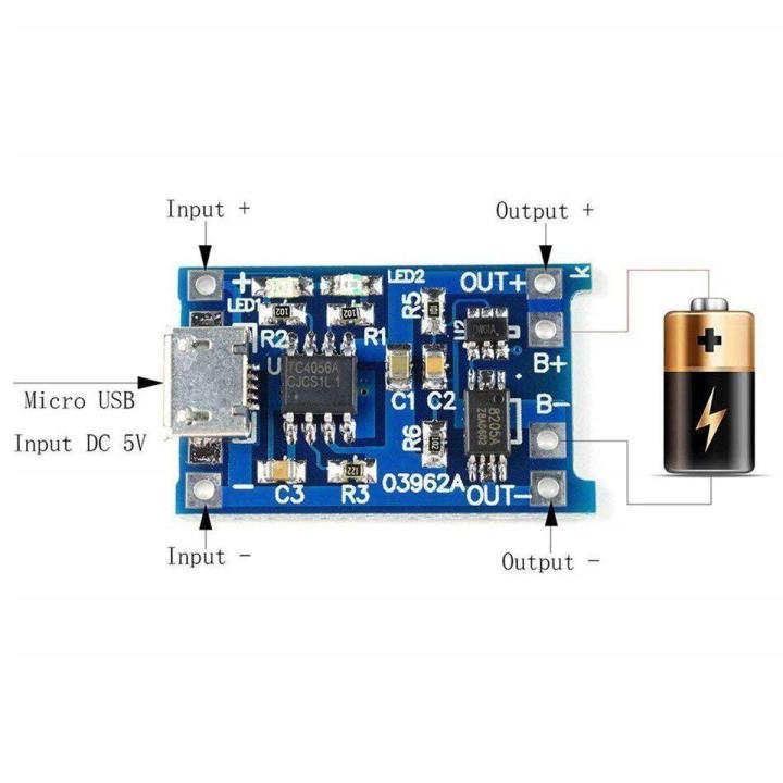 5V 1A Micro USB 18650 Lithium Battery Charging Board Charger Module+Protection Dual Functions TP4056