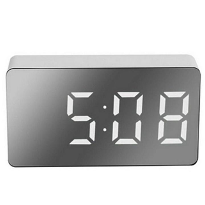 Digital Alarm Clock Mirror LED Night Lights Thermometer Wall Clock Lamp Square Rectangle Multi-function Desk Clocks LED display