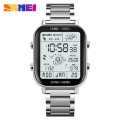 SKMEI 1888 design 3D pedometer golden man digital watch costume Stainless steel rectangle vintage business wristwatch For Men. 