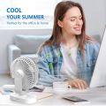 USB Desk Fan, 4 Speeds, Oscillating USB Rechargeable Fan with 4000mAh Battery, Micro/Type C Input, Quiet Personal Mini Fan for Home Office. 