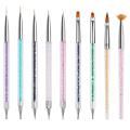 9PCS Nail Design Brush Set Nail Brushes Set Professional Nail Supplies For Acrylic UV Double-Ended Including Nail Liner Brush.