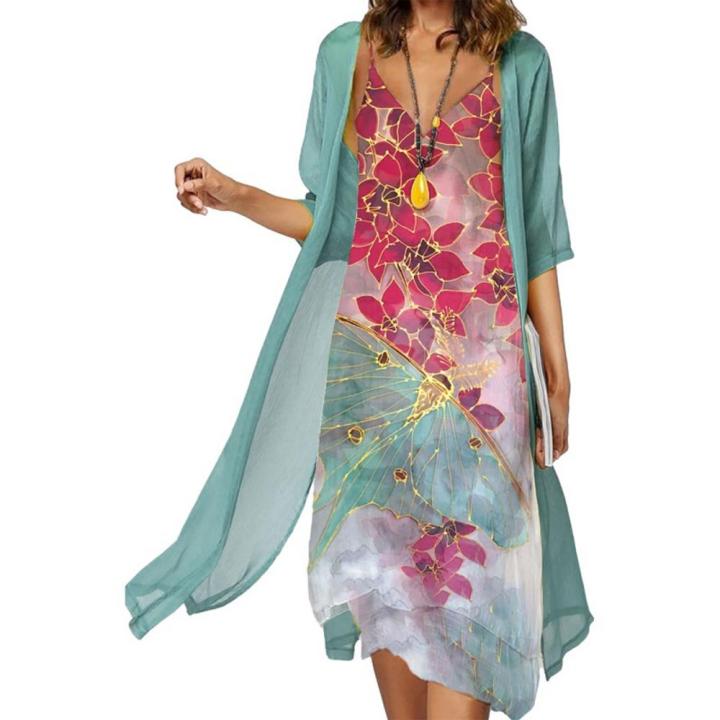 Women's%20V-Neck%20Strap%20Printed%20Dress%20Two%20Piece%20Set%20Summer%20New%20-%20Image%207