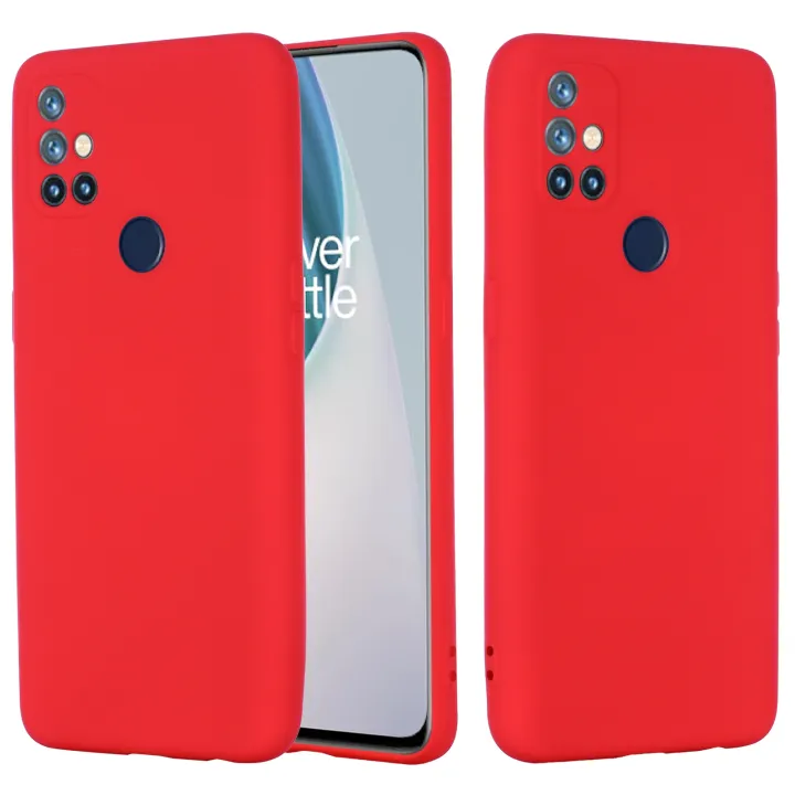 For OnePlus Nord N10 5G Pure Color Liquid Silicone Shockproof Full Coverage Case