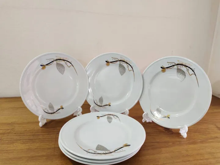 6%20Pcs%20Ceramic%20Dinner%20Plate%20Set%209"Inch%20,%20Flat%20Rice%20Dinner%20Plate,%20White%20Color%20Wikth%20print.%20Microwave%20oven%20save,%20Dining%20Plate%20Set.%20CD:M00%20-%20Image%202