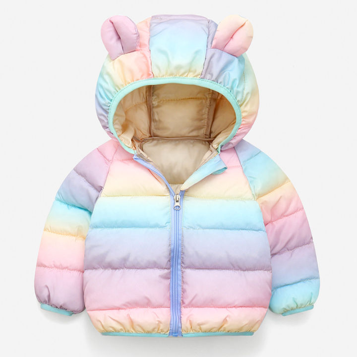 Children's short padded clothes, autumn and winter warm jackets, cute hooded padded jackets for boys and girls, 0-5 years old baby tops