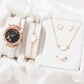 Fopul Mall Trendy 5pcs Set Women Watches Luxury Female Clock with Diamond Wristwatch and Fashionable Design. 
