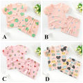 (New) 2 pcs/set ldren E service cotton cartoon print short sleeve back shorts for 0-3 years old kids color. 